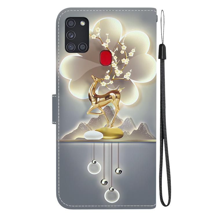 For Samsung Galaxy A21s Crystal Texture Colored Drawing Leather Phone Case