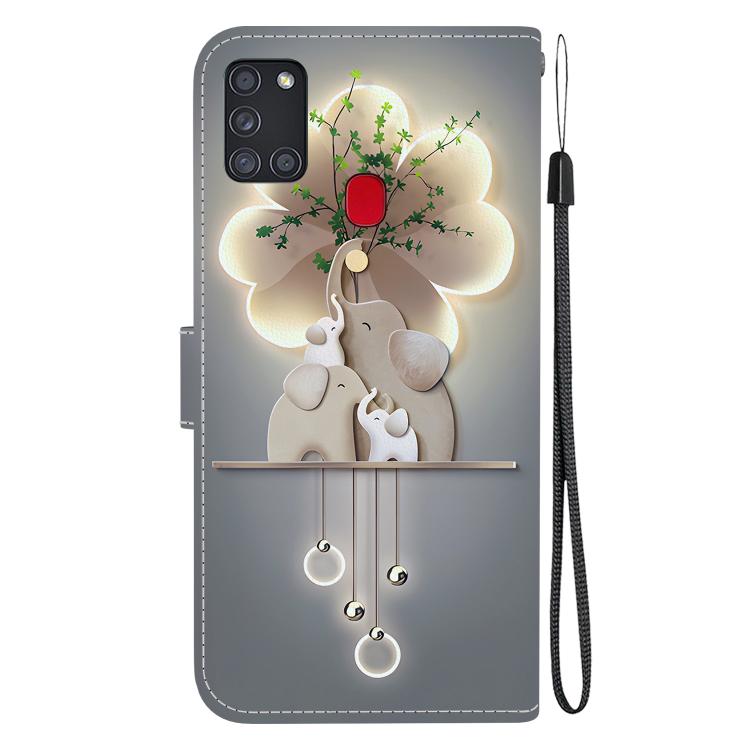 For Samsung Galaxy A21s Crystal Texture Colored Drawing Leather Phone Case