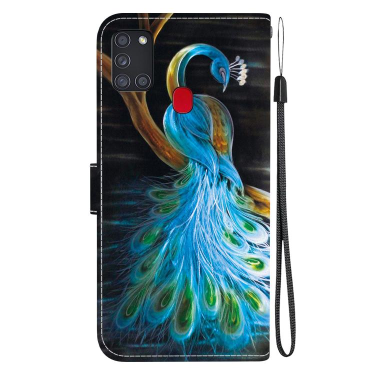 For Samsung Galaxy A21s Crystal Texture Colored Drawing Leather Phone Case