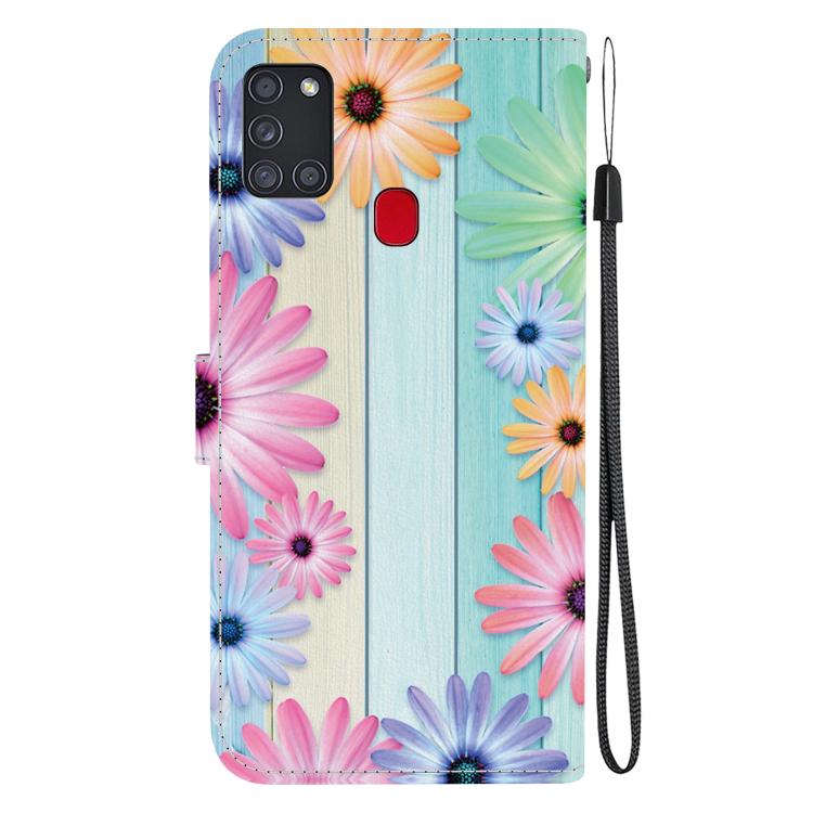 For Samsung Galaxy A21s Crystal Texture Colored Drawing Leather Phone Case