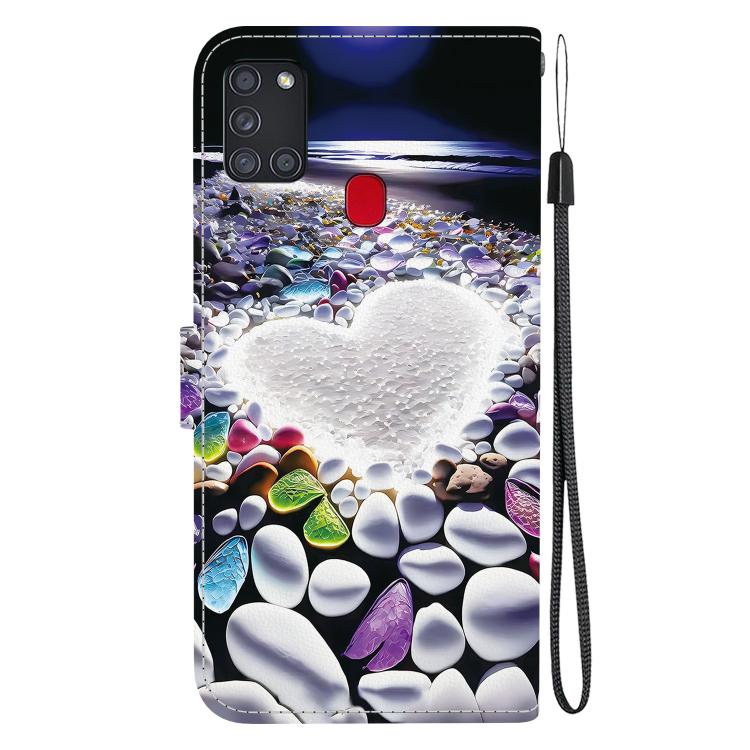 For Samsung Galaxy A21s Crystal Texture Colored Drawing Leather Phone Case