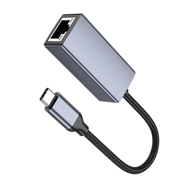 hoco UA37 1000 Mbps USB-C / Type-C to RJ45 Ethernet Adapter, Length:1.2m - Grey