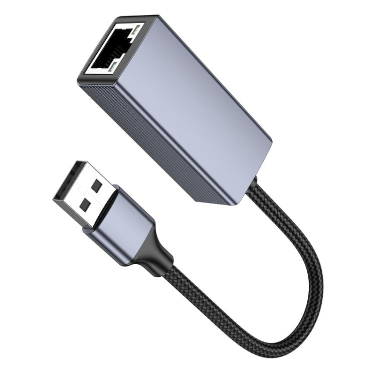 hoco UA37 1000 Mbps USB-A to RJ45 Ethernet Adapter, Length:1.2m - Grey