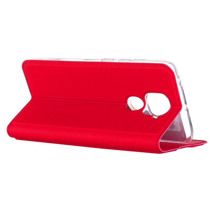 For Xiaomi Redmi Note 9 Ultra-thin Plain Magnetic TPU + PU Leather Case with Holder & Card Slot