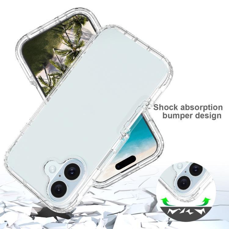 For iPhone 16 Plus Shockproof Clear Gradient PC + TPU Phone Case