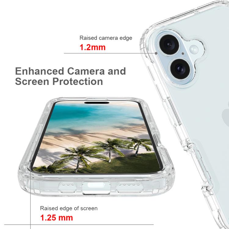 For iPhone 16 Plus Shockproof Clear Gradient PC + TPU Phone Case