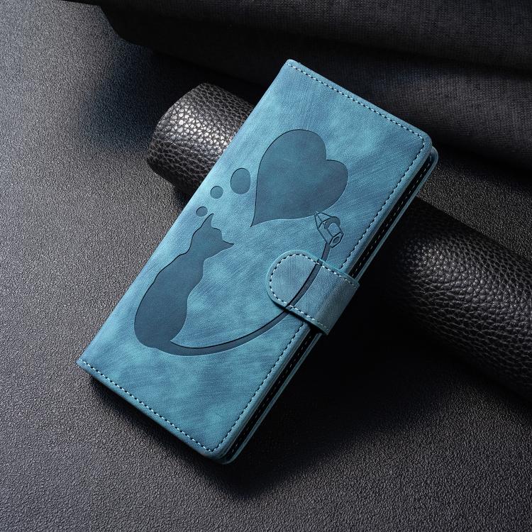 For Samsung Galaxy A26 5G Pen Heart Cat Embossed Leather Phone Case