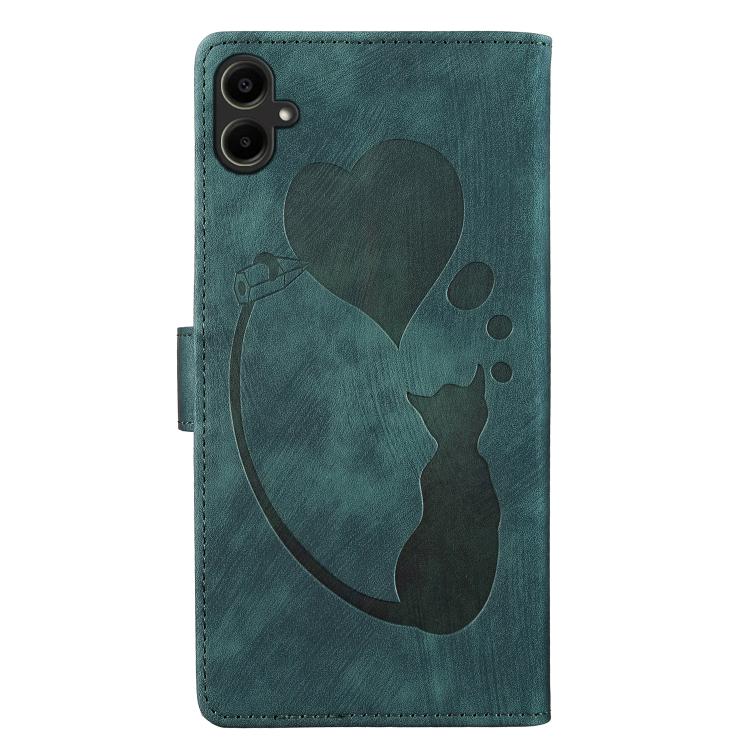 For Samsung Galaxy A07 4G / A06 4G Pen Heart Cat Embossed Leather Phone Case