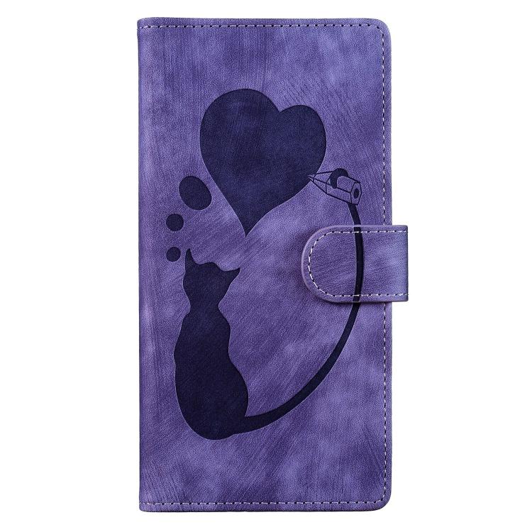 For Galaxy A27 5G Pen Heart Cat Embossed Leather Phone Case