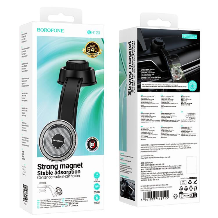 Borofone BH123 Profit Center Console Magnetic Car Holder - Black