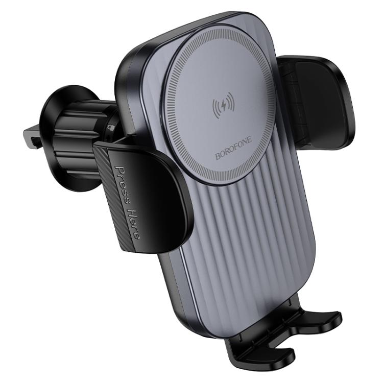 Borofone BH221 Path Car Air Outlet Push-type Wireless Fast Charging Holder - Black