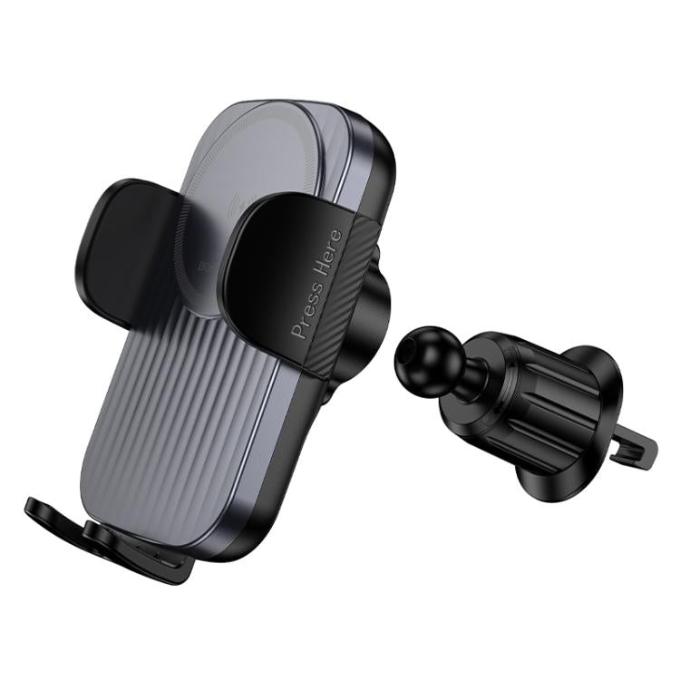 Borofone BH221 Path Car Air Outlet Push-type Wireless Fast Charging Holder - Black