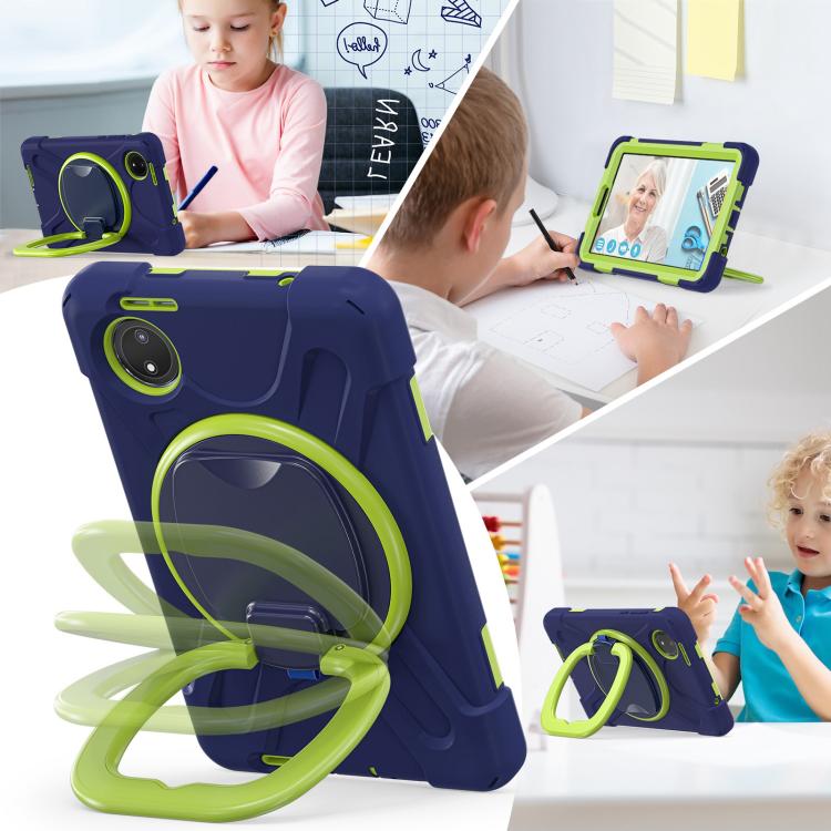 For Xiaomi Redmi Pad SE 8.7 Silicone Hybrid PC Tablet Case with Holder & Shoulder Strap
