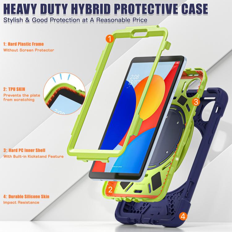 For Xiaomi Redmi Pad SE 8.7 Silicone Hybrid PC Tablet Case with Holder & Shoulder Strap