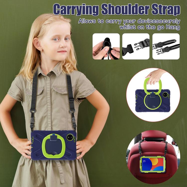 For Xiaomi Redmi Pad SE 8.7 Silicone Hybrid PC Tablet Case with Holder & Shoulder Strap