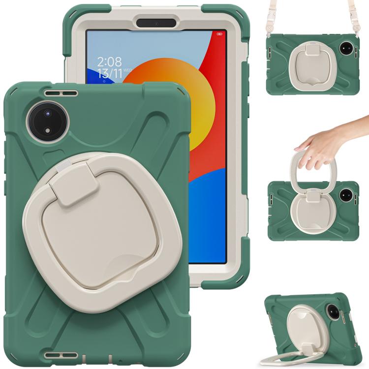 For Xiaomi Redmi Pad SE 8.7 Silicone Hybrid PC Tablet Case with Holder & Shoulder Strap