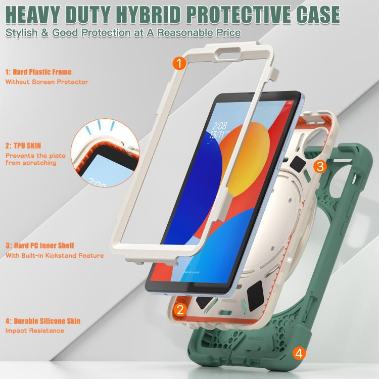 For Xiaomi Redmi Pad SE 8.7 Silicone Hybrid PC Tablet Case with Holder & Shoulder Strap