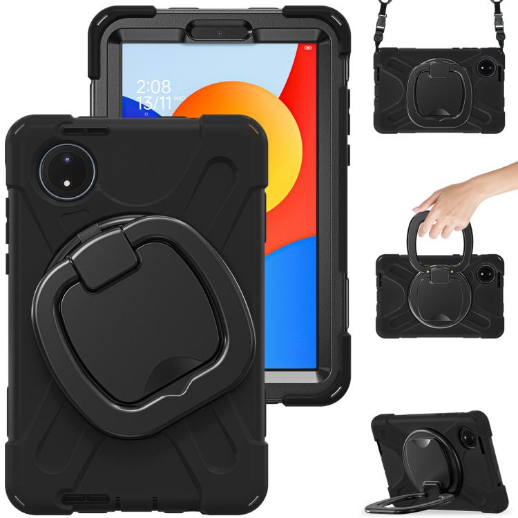 For Xiaomi Redmi Pad SE 8.7 Silicone Hybrid PC Tablet Case with Holder & Shoulder Strap