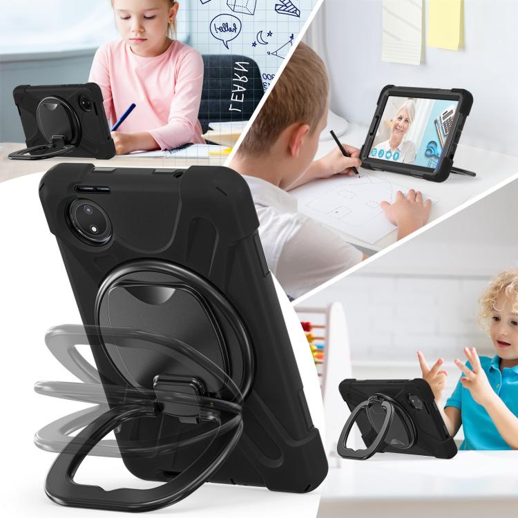 For Xiaomi Redmi Pad SE 8.7 Silicone Hybrid PC Tablet Case with Holder & Shoulder Strap