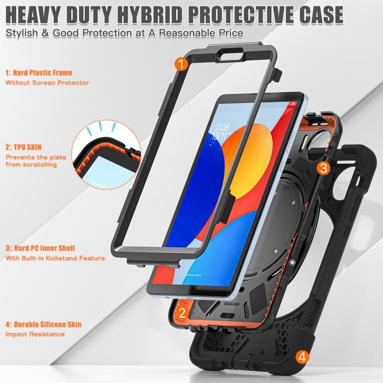For Xiaomi Redmi Pad SE 8.7 Silicone Hybrid PC Tablet Case with Holder & Shoulder Strap