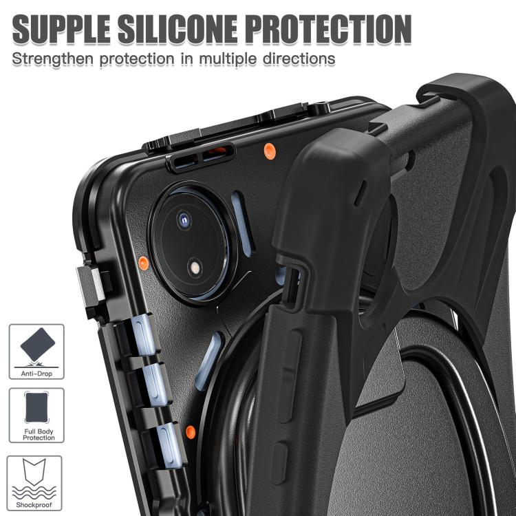 For Xiaomi Redmi Pad SE 8.7 Silicone Hybrid PC Tablet Case with Holder & Shoulder Strap