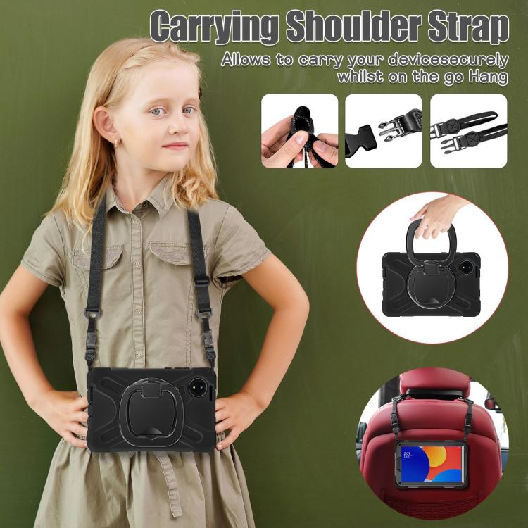 For Xiaomi Redmi Pad SE 8.7 Silicone Hybrid PC Tablet Case with Holder & Shoulder Strap