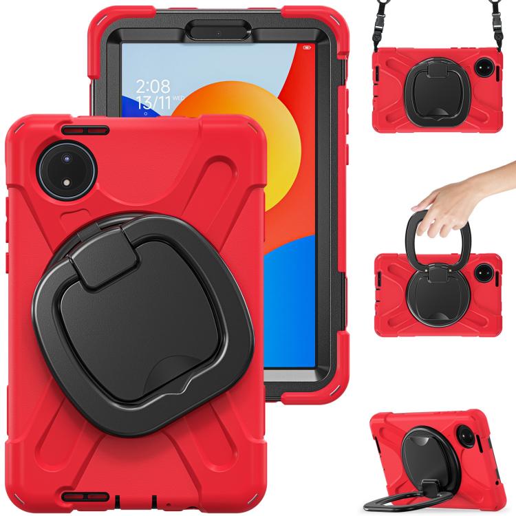 For Xiaomi Redmi Pad SE 8.7 Silicone Hybrid PC Tablet Case with Holder & Shoulder Strap