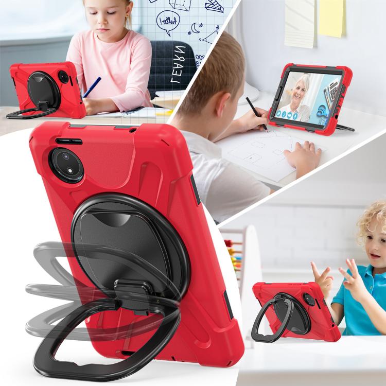 For Xiaomi Redmi Pad SE 8.7 Silicone Hybrid PC Tablet Case with Holder & Shoulder Strap