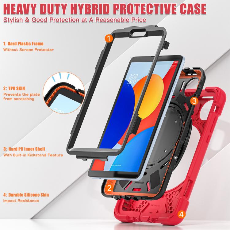 For Xiaomi Redmi Pad SE 8.7 Silicone Hybrid PC Tablet Case with Holder & Shoulder Strap