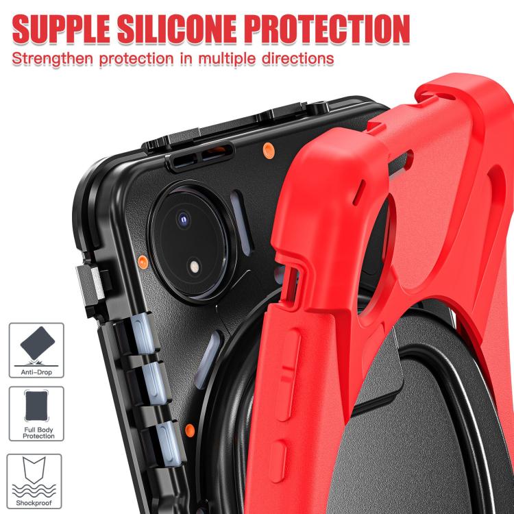 For Xiaomi Redmi Pad SE 8.7 Silicone Hybrid PC Tablet Case with Holder & Shoulder Strap