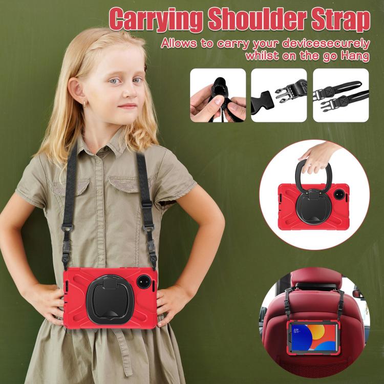 For Xiaomi Redmi Pad SE 8.7 Silicone Hybrid PC Tablet Case with Holder & Shoulder Strap