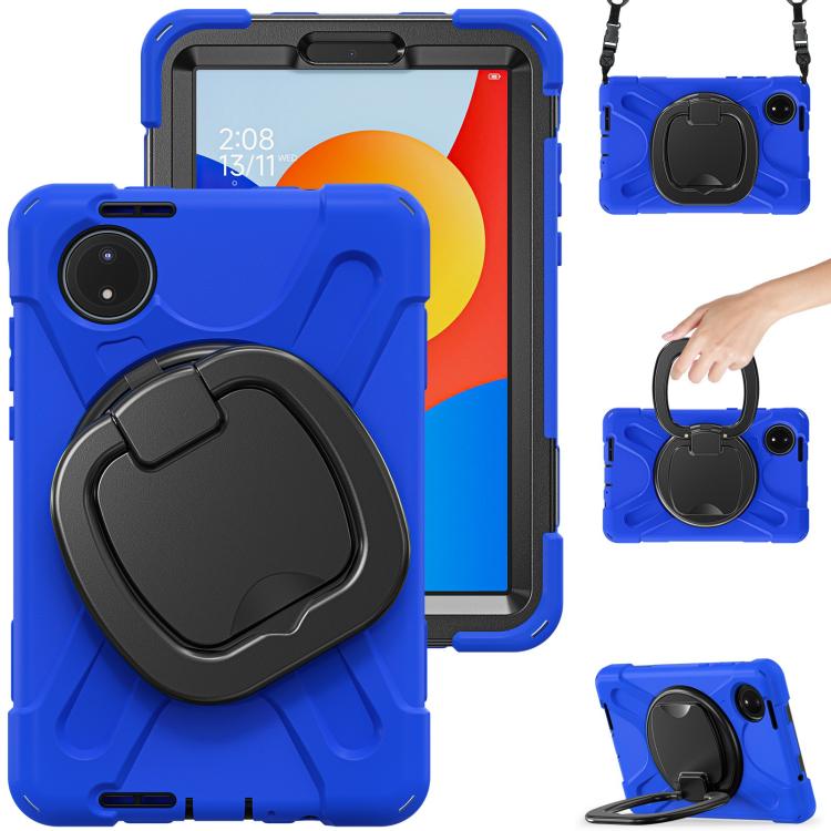 For Xiaomi Redmi Pad SE 8.7 Silicone Hybrid PC Tablet Case with Holder & Shoulder Strap