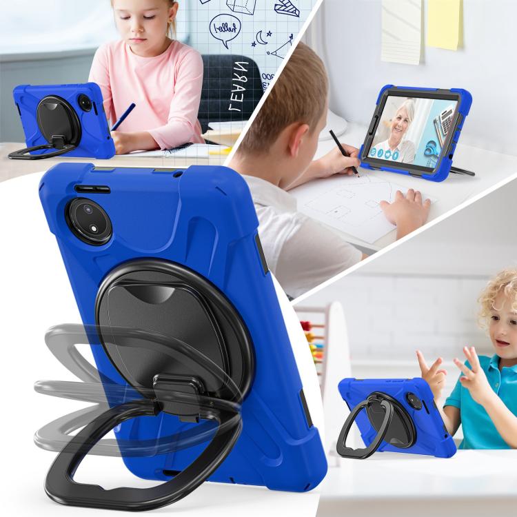 For Xiaomi Redmi Pad SE 8.7 Silicone Hybrid PC Tablet Case with Holder & Shoulder Strap