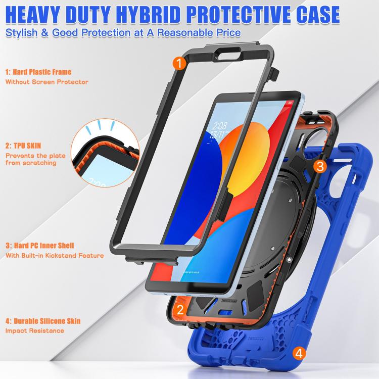 For Xiaomi Redmi Pad SE 8.7 Silicone Hybrid PC Tablet Case with Holder & Shoulder Strap