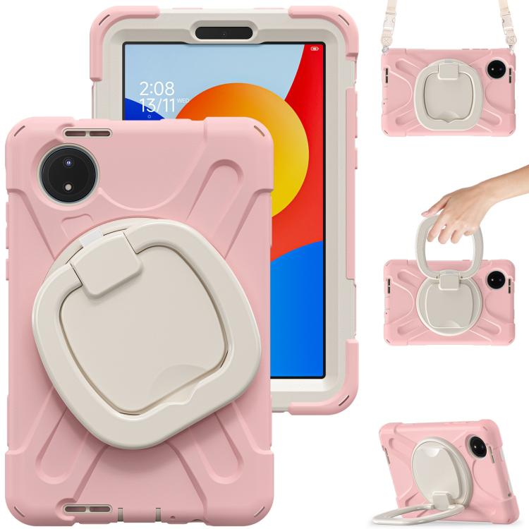 For Xiaomi Redmi Pad SE 8.7 Silicone Hybrid PC Tablet Case with Holder & Shoulder Strap