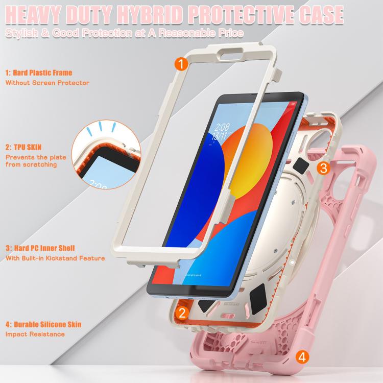 For Xiaomi Redmi Pad SE 8.7 Silicone Hybrid PC Tablet Case with Holder & Shoulder Strap