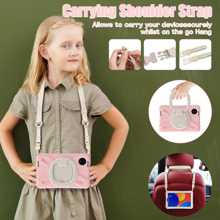 For Xiaomi Redmi Pad SE 8.7 Silicone Hybrid PC Tablet Case with Holder & Shoulder Strap