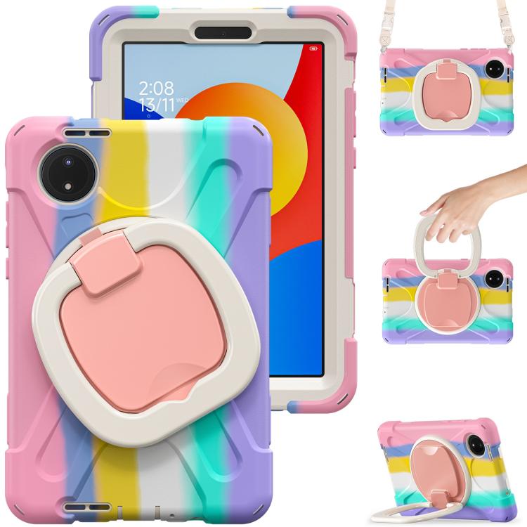 For Xiaomi Redmi Pad SE 8.7 Silicone Hybrid PC Tablet Case with Holder & Shoulder Strap
