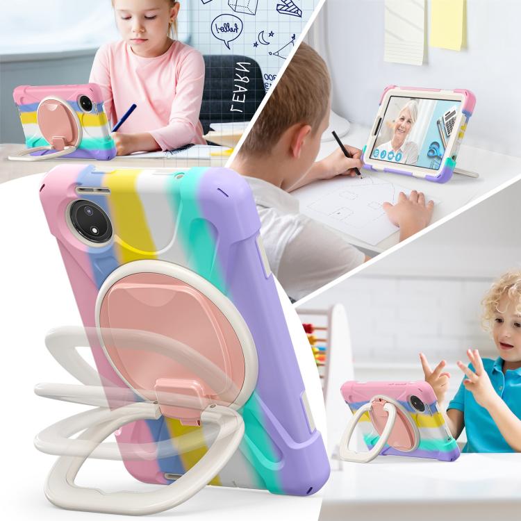 For Xiaomi Redmi Pad SE 8.7 Silicone Hybrid PC Tablet Case with Holder & Shoulder Strap