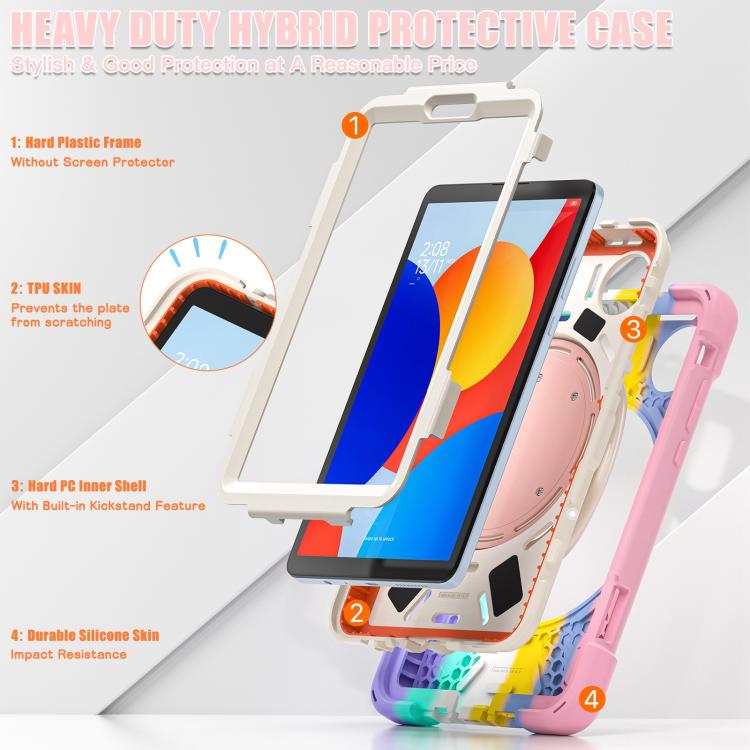 For Xiaomi Redmi Pad SE 8.7 Silicone Hybrid PC Tablet Case with Holder & Shoulder Strap