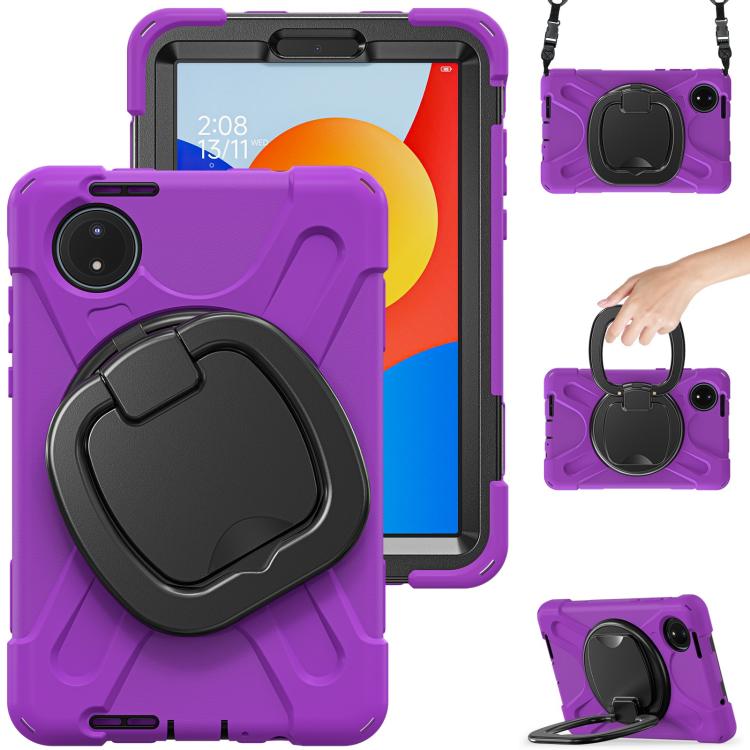 For Xiaomi Redmi Pad SE 8.7 Silicone Hybrid PC Tablet Case with Holder & Shoulder Strap
