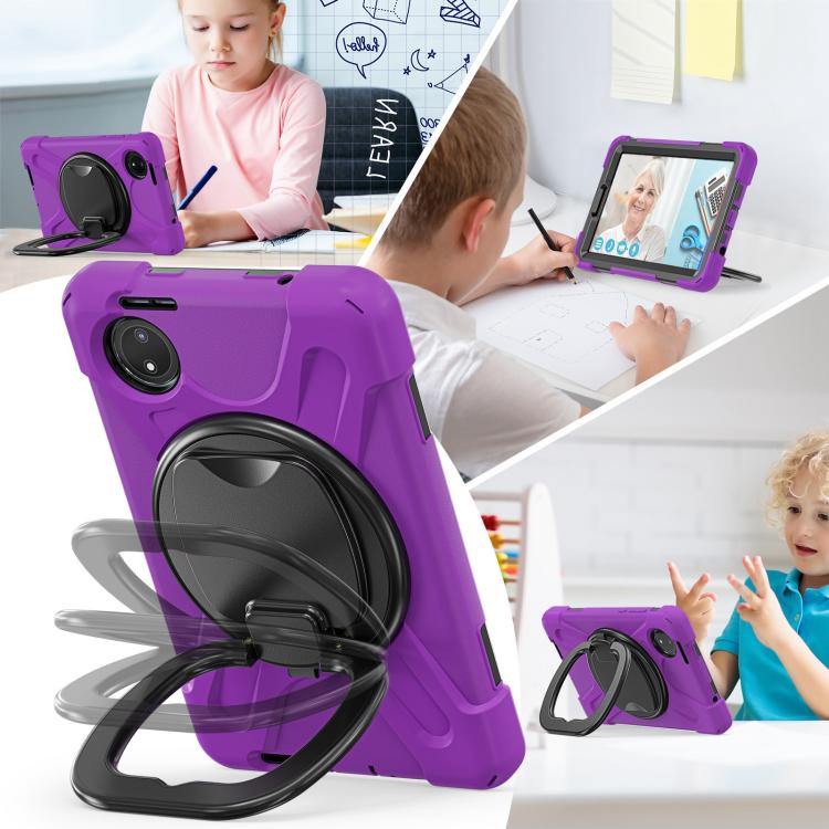 For Xiaomi Redmi Pad SE 8.7 Silicone Hybrid PC Tablet Case with Holder & Shoulder Strap
