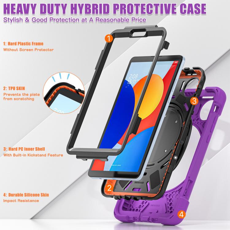 For Xiaomi Redmi Pad SE 8.7 Silicone Hybrid PC Tablet Case with Holder & Shoulder Strap