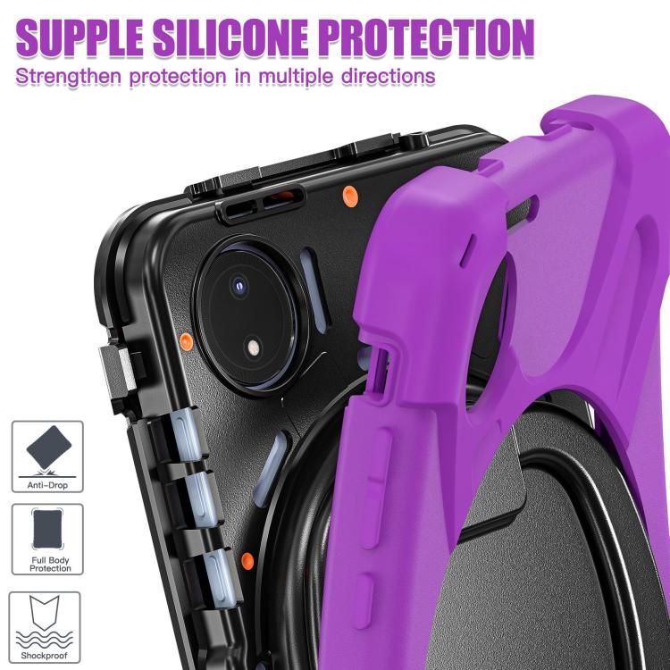 For Xiaomi Redmi Pad SE 8.7 Silicone Hybrid PC Tablet Case with Holder & Shoulder Strap