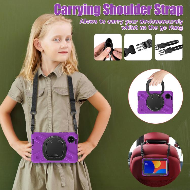 For Xiaomi Redmi Pad SE 8.7 Silicone Hybrid PC Tablet Case with Holder & Shoulder Strap