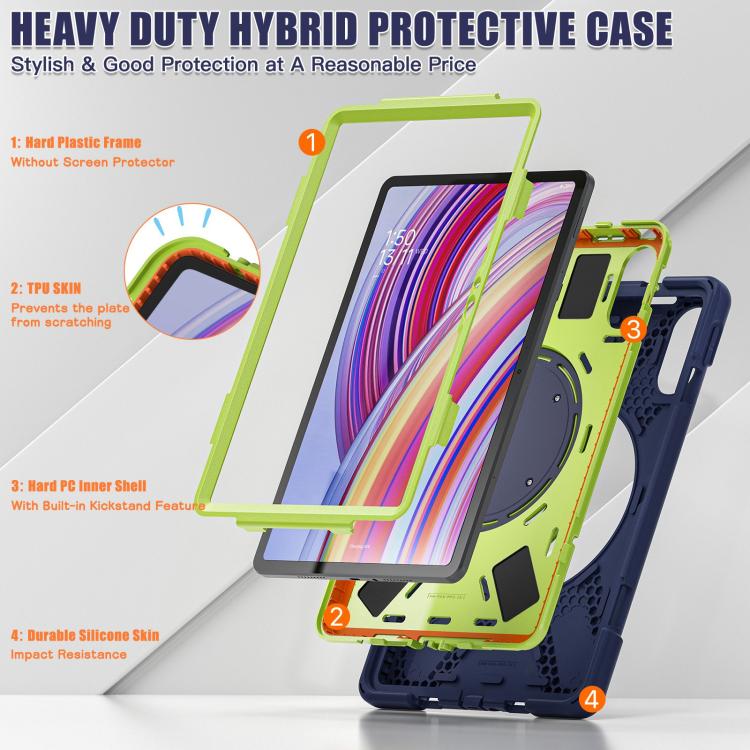 For Xiaomi Redmi Pad Pro 12.1 Silicone Hybrid PC Tablet Case with Holder & Shoulder Strap