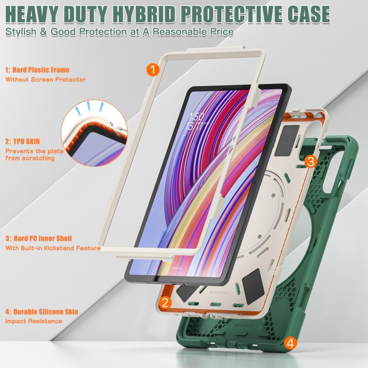 For Xiaomi Redmi Pad Pro 12.1 Silicone Hybrid PC Tablet Case with Holder & Shoulder Strap