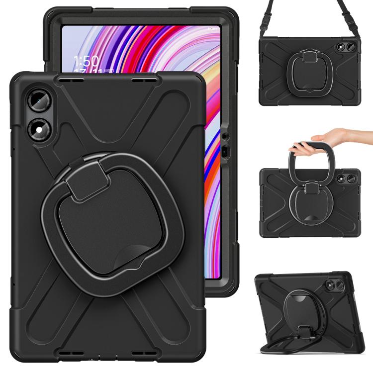 For Xiaomi Redmi Pad Pro 12.1 Silicone Hybrid PC Tablet Case with Holder & Shoulder Strap