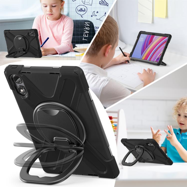 For Xiaomi Redmi Pad Pro 12.1 Silicone Hybrid PC Tablet Case with Holder & Shoulder Strap