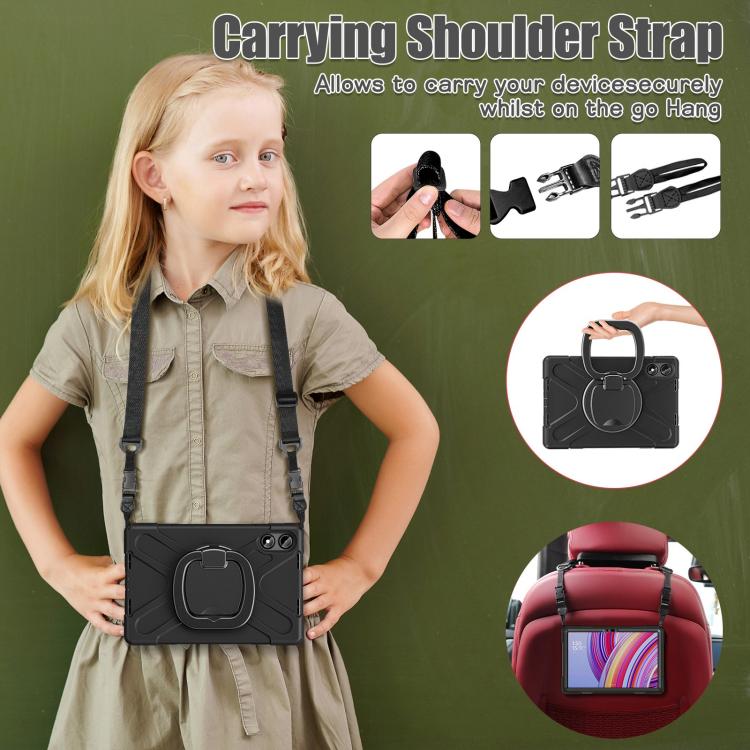 For Xiaomi Redmi Pad Pro 12.1 Silicone Hybrid PC Tablet Case with Holder & Shoulder Strap